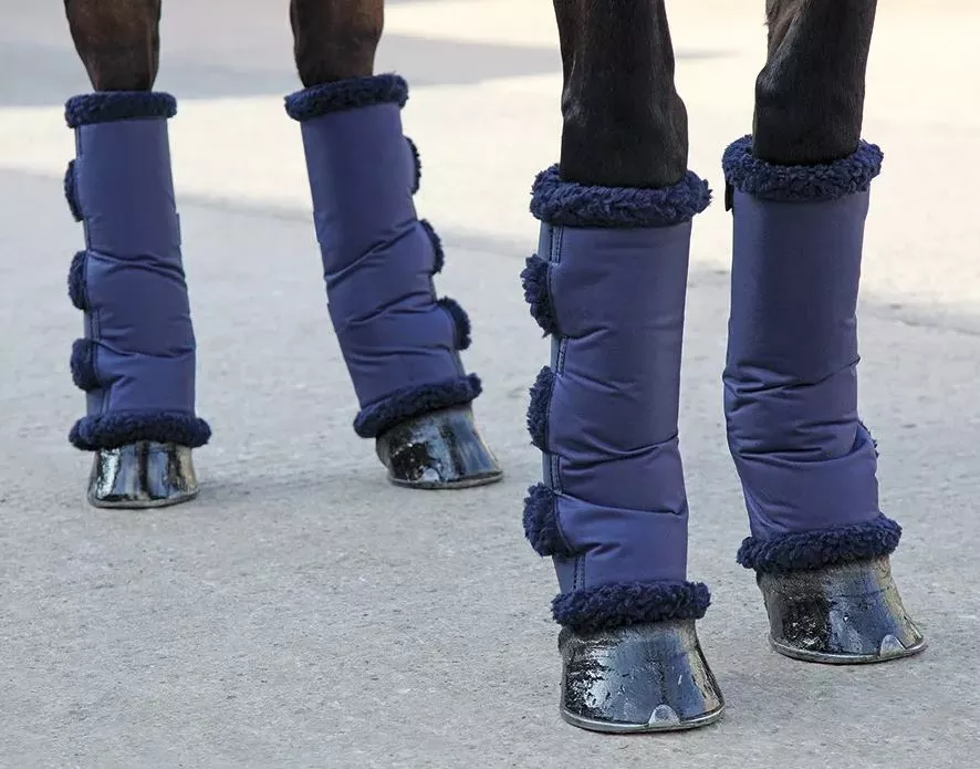 Short Fleece Lined Travel Boots Navy Pony