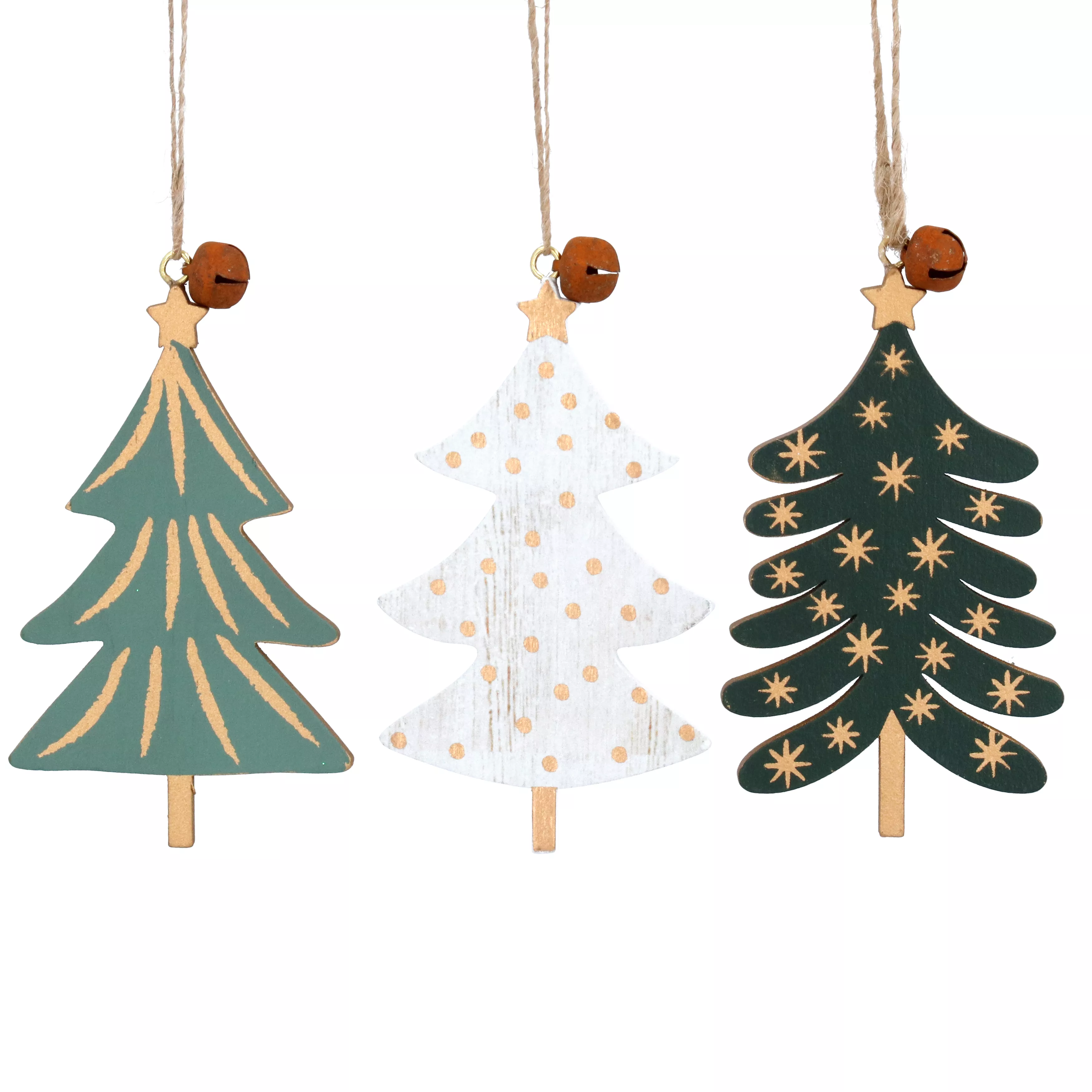 New England Wooden Tree Decoration 9x5x1cm - Each