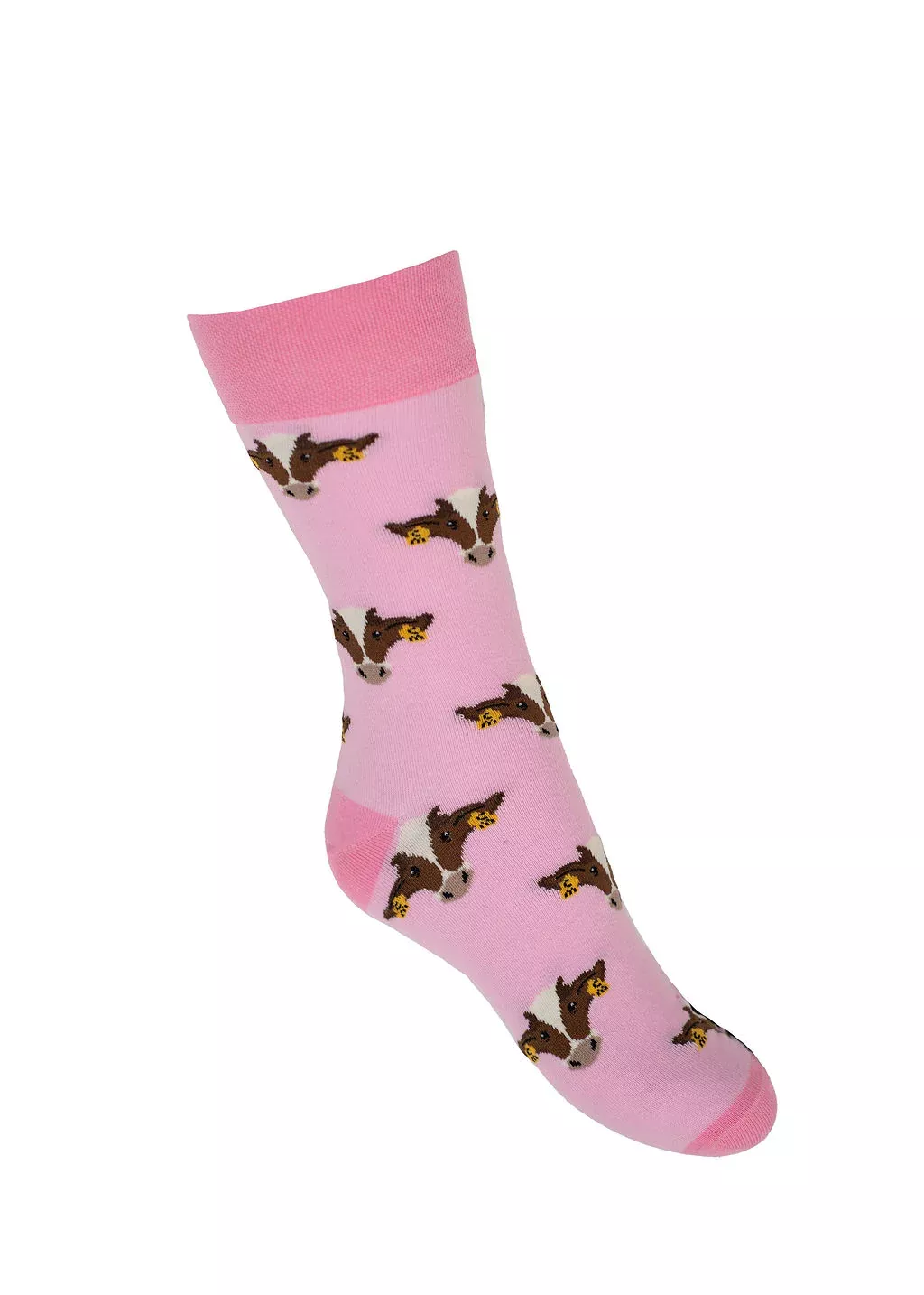 Crew Socks Pink Fresian Cow 7-11