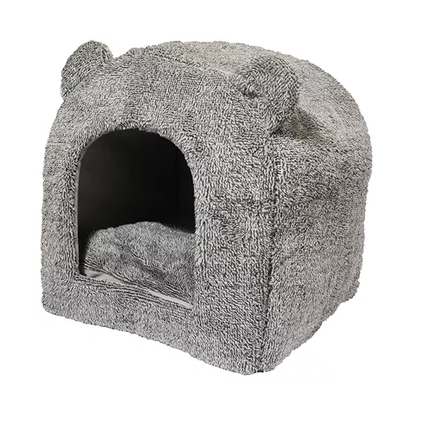 Grey Teddy Bear Cat Bed