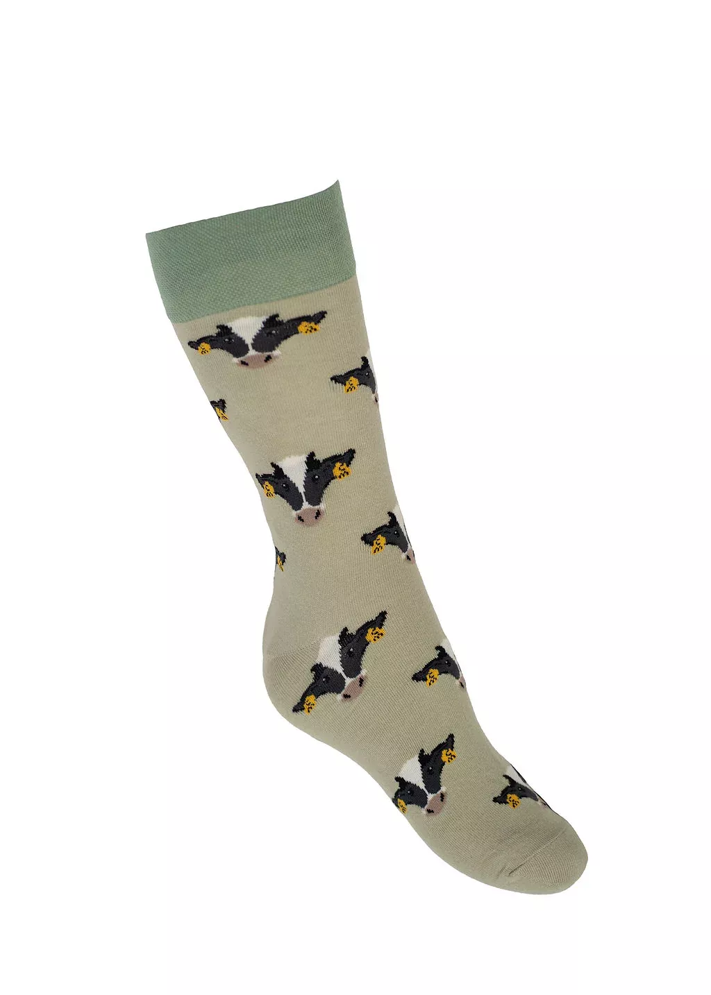 Crew Socks Green Fresian Cow 7-11