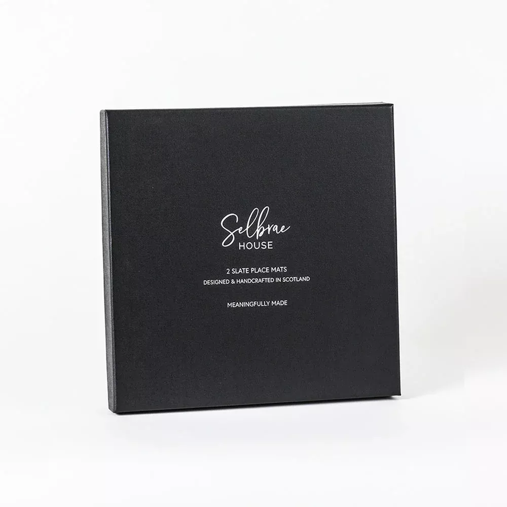 Selbrae 2 Slate Place Mats  - Square - Gift Boxed