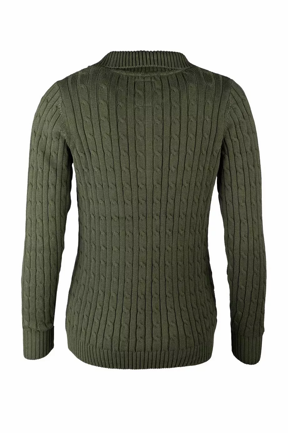 Ladies Quarter Zip Cable Knit Jumper - Emma Khaki 18/2XL