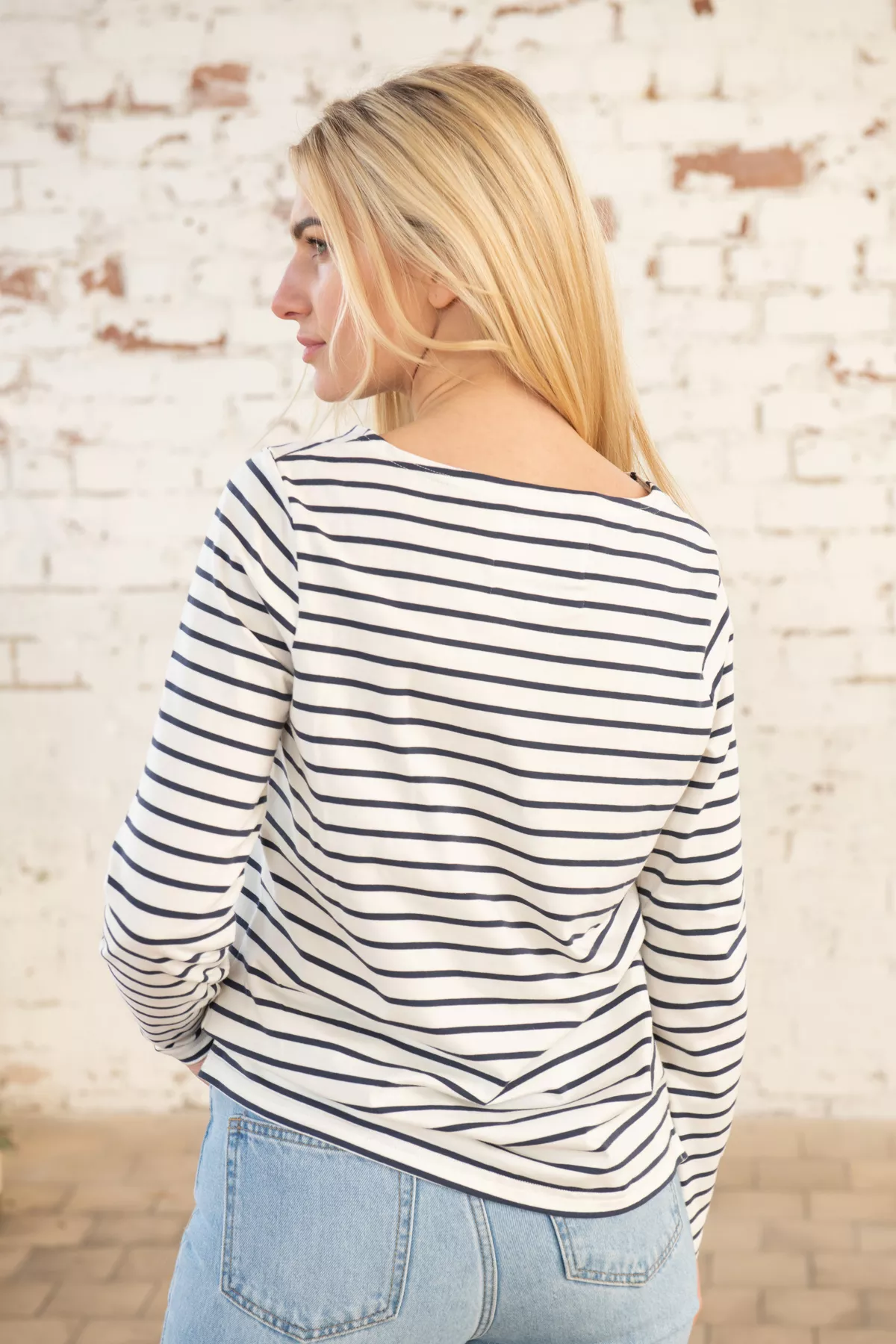 Ladies Causeway Top Cloud Midnight Stripe 18