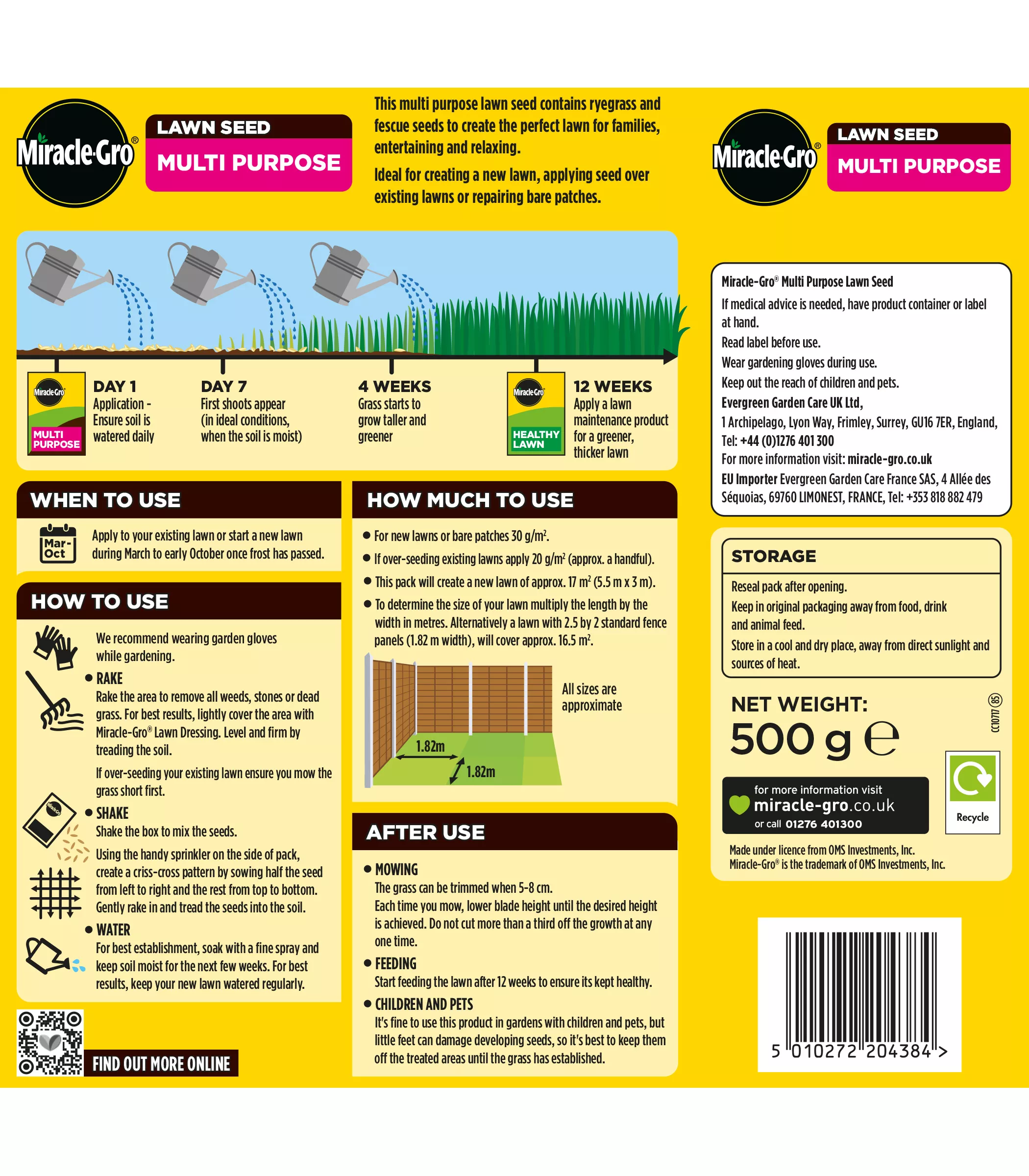 Miracle Gro Multi Purpose Lawn Seed 17m2 / 500g