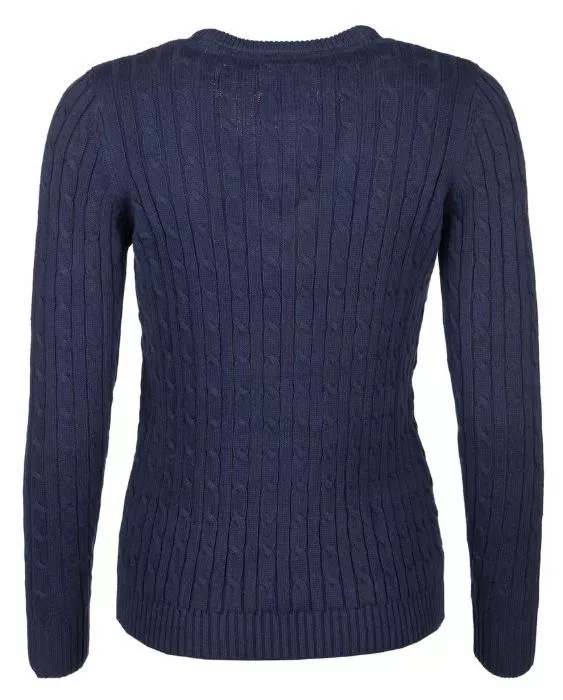 Emma Ladies V Neck Cable Knit Jumper Navy 18/2XL