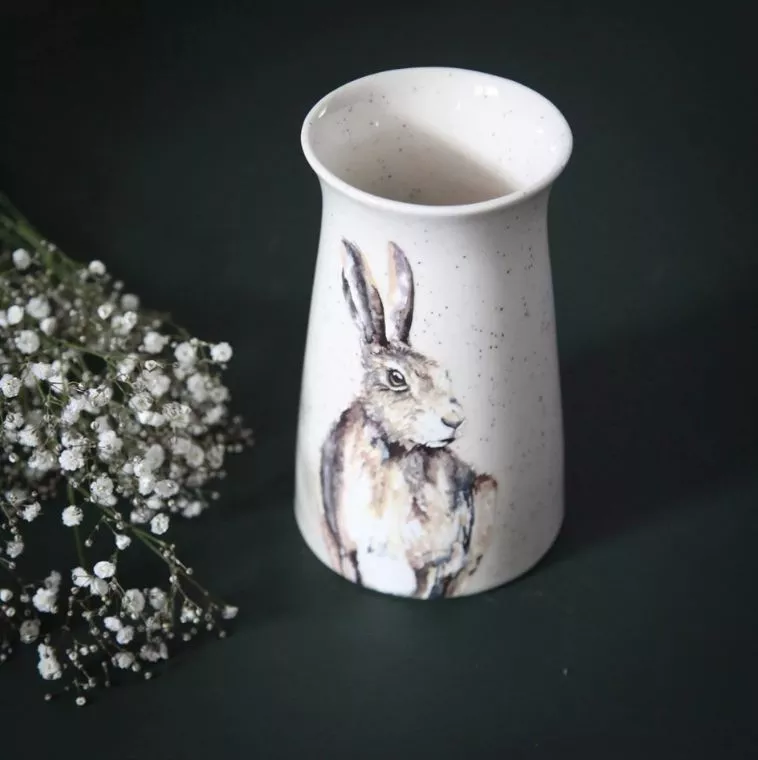Meg Hawkins Small Ceramic Vase - Hare 11 x 17.8cms