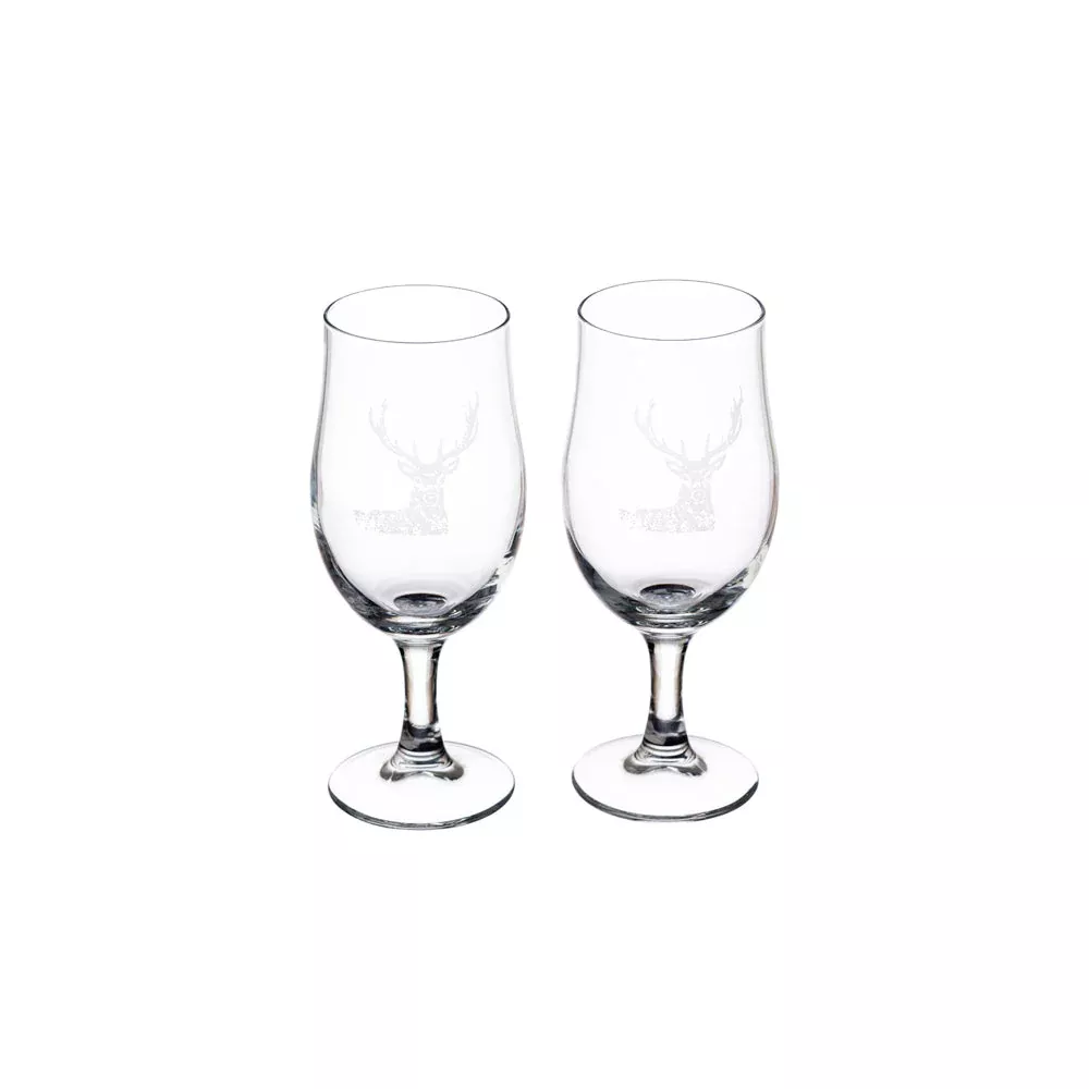 Selbrae 2 Craft Beer Glasses - Stag
