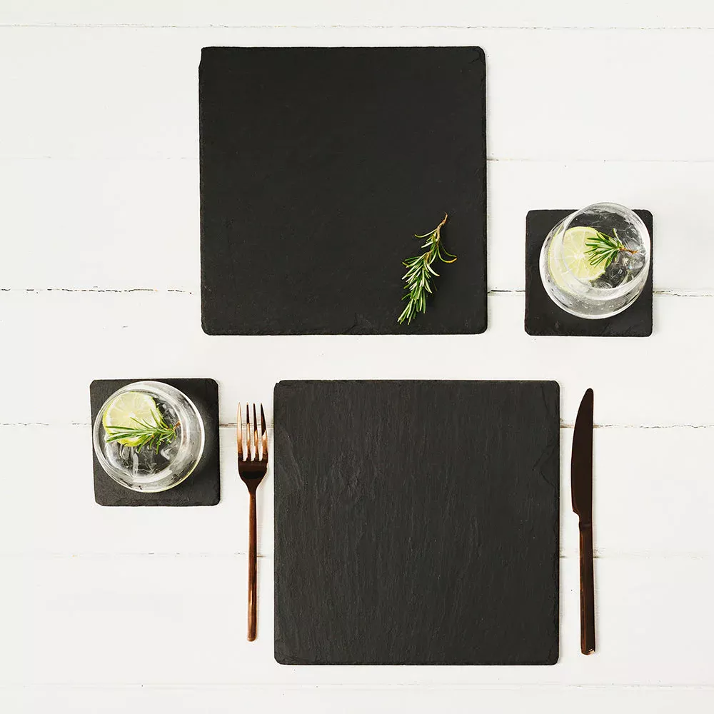 Selbrae 2 Slate Place Mats  - Square - Gift Boxed