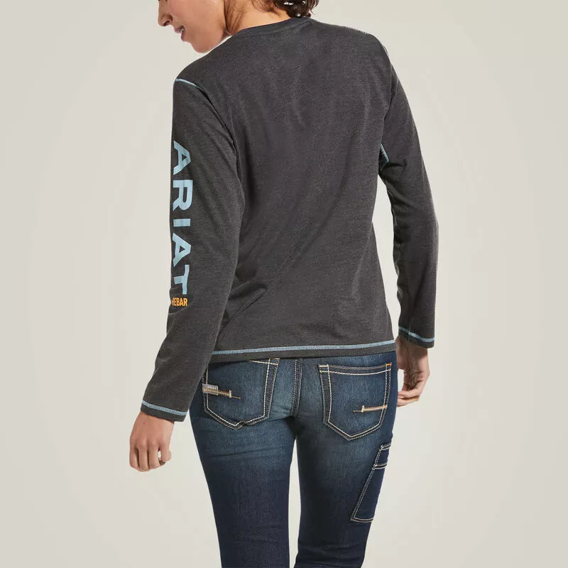 Womens Rebar Workman Logo T-Shirt Charcoal L