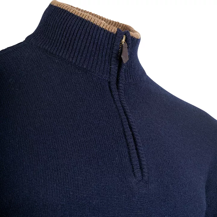 Ashcombe 100% Lambswool Zipknit Navy XXL