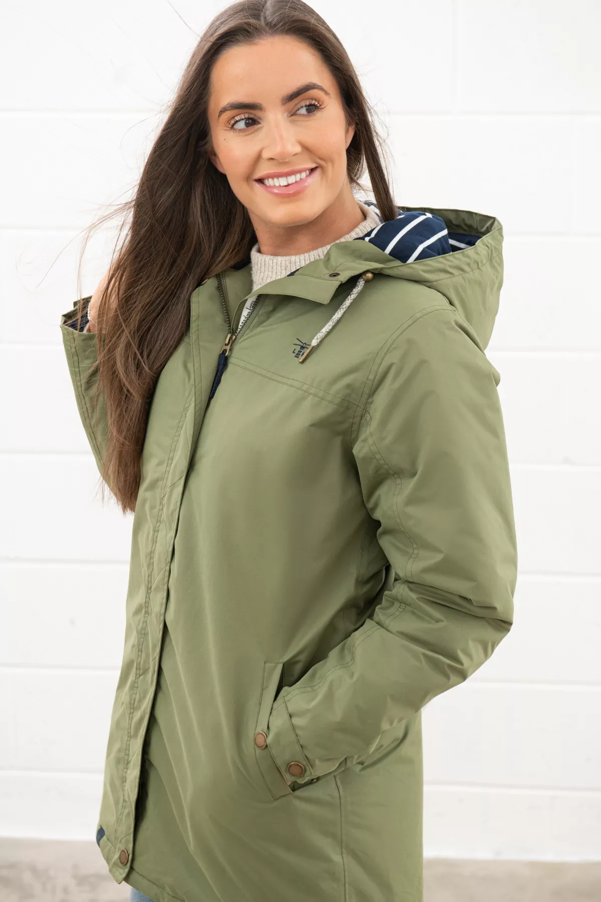 Eva Long Ladies Coat Olive 20