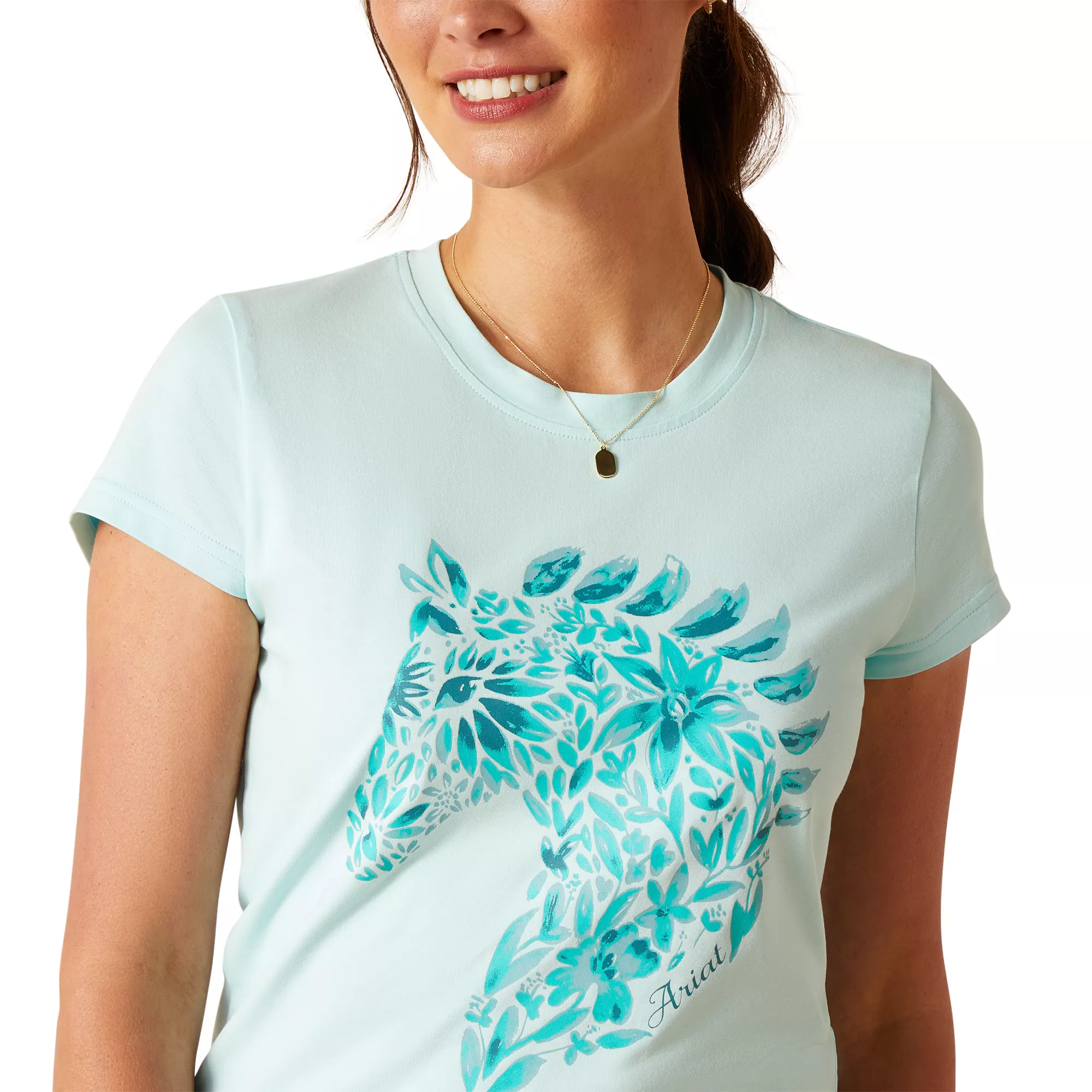 Womens Floral Mosaic T-Shirt Plume XS