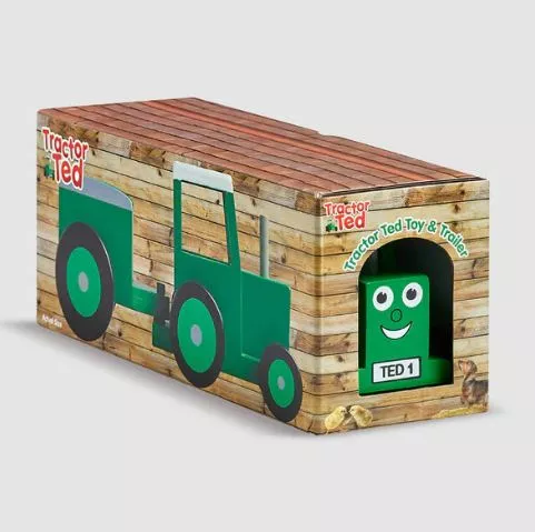 Wooden Tractor Ted Toy & Trailer