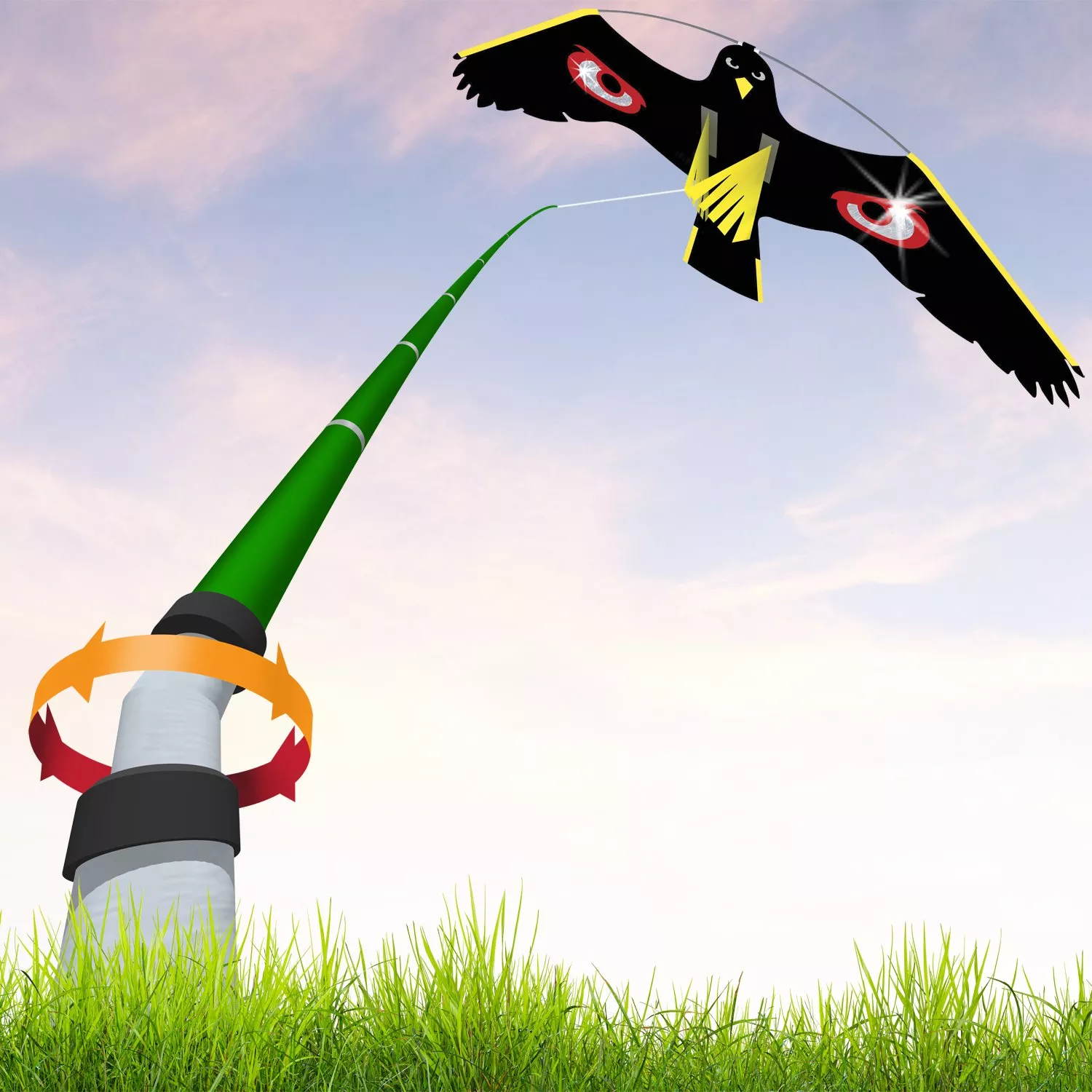 Terror Kite Kit (Bird Scaring Kite) with 7m Telescopic Pole
