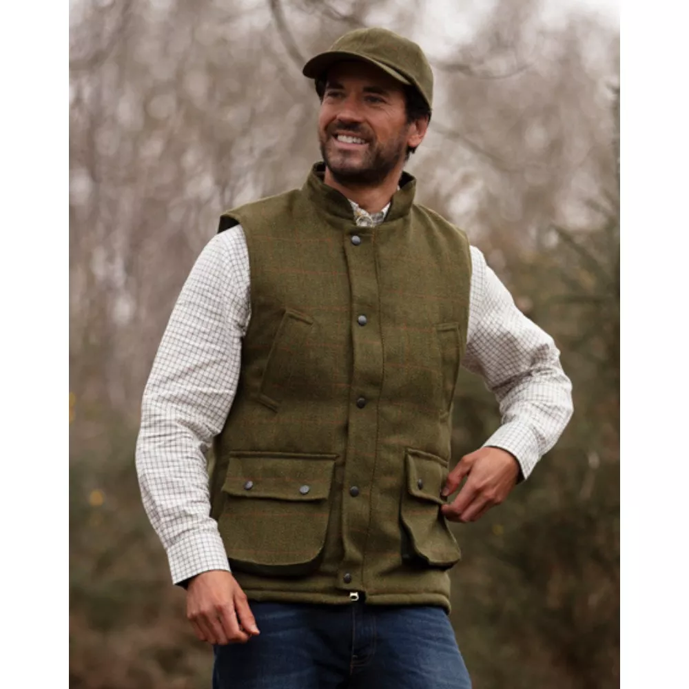 Men’s Derby Tweed Barrington Shooting Gilet Dark Sage XL